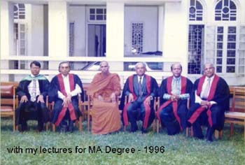 1996 group photo with all the lecturers to my MA Degree at Post Graduate institute in Colombo