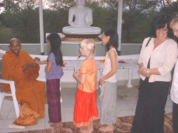 Blessing to devotees at the Botswana temple in 2006.