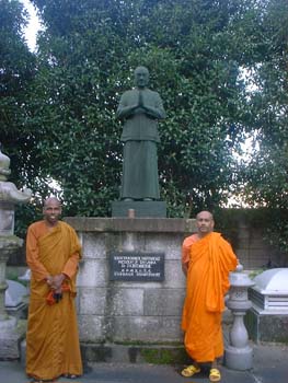 at the Zen temple near the statue of J.R.Jayawardana
