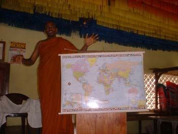 Delivering a lecture about Buddhism in Africa at Baddegama temple on 03 June 2006